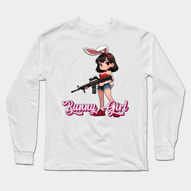 Tactical Bunny Girl Long Sleeve T-Shirt by Rawlifegraphic